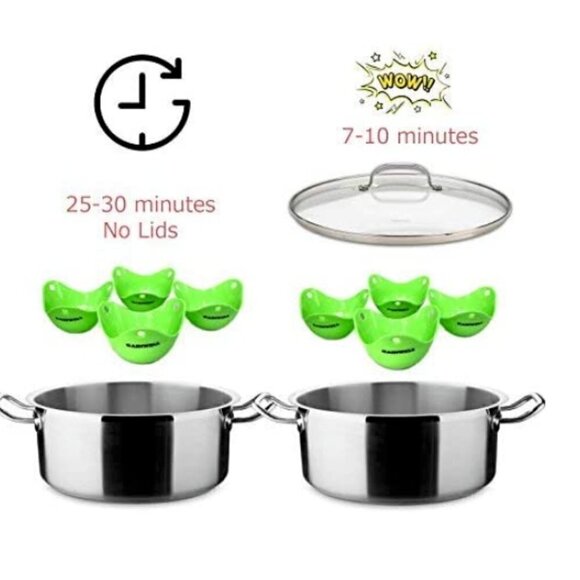 Set of 4 Stovetop Silicone Egg Poacher Molds/Cups by Gainwell #28B - Picture 8 of 9
